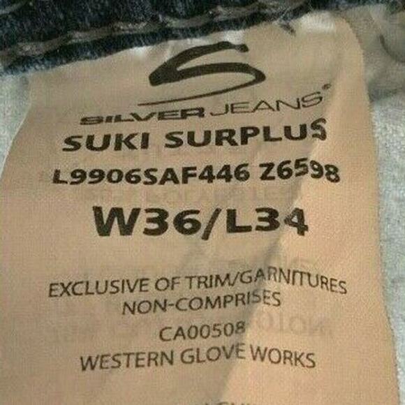 Silver Jeans Suki Surplus Men Sz W36/L34 Bootcut Light Wash Button Pockets Denim - Picture 9 of 10